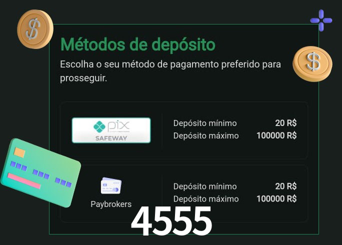 O cassino 4555 oferece uma grande variedade de métodos de pagamento